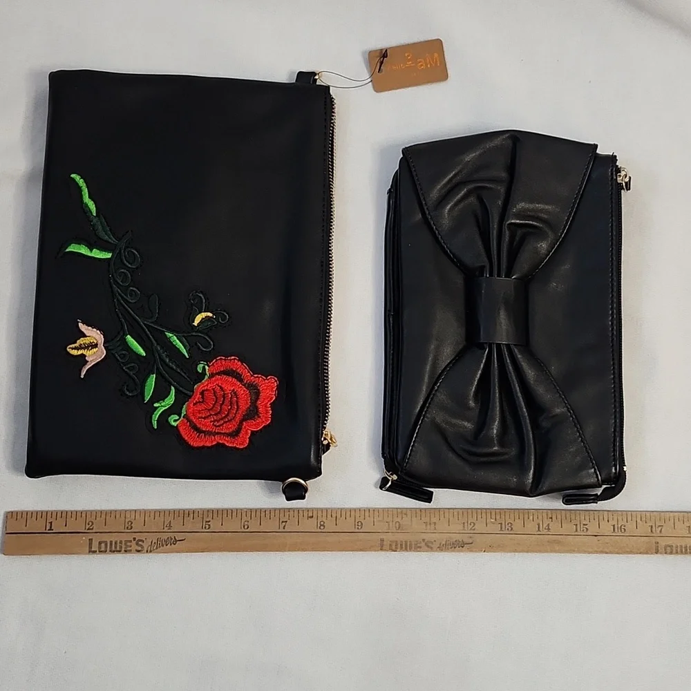 Avon Bow & Hello 3am Embroidered Crossbody/Clutch Bag Set